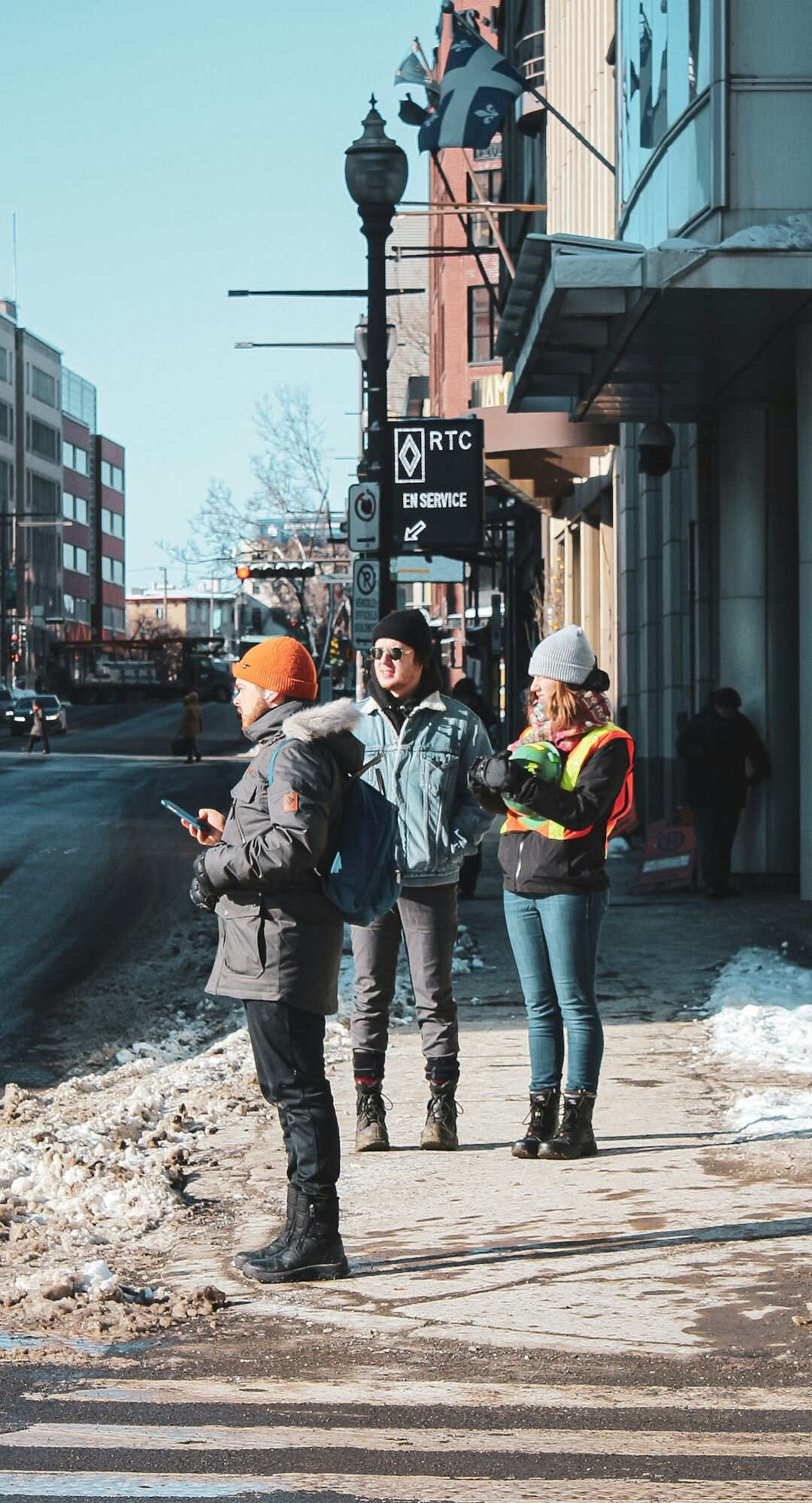Colleagues following a map during an urban treasure hunt team building activity